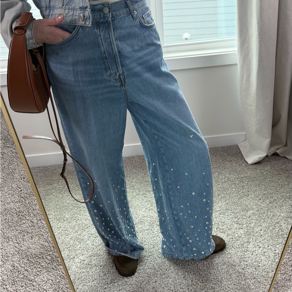 COS Blue Wide Leg Jeans with Embellishments size 27 - Picture 6 of 10